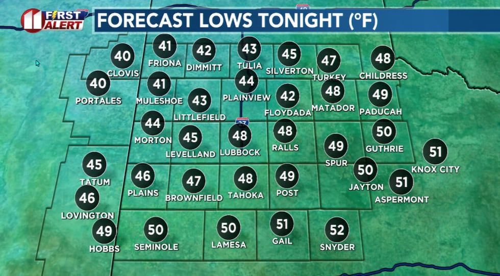 Overnight lows stay relatively mild for this time of year, still hovering around 15 to 20...