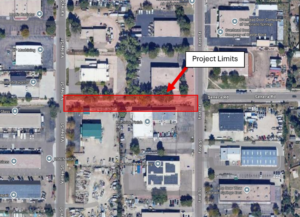 Map showing the project limits for the drainage improvements at the intersection of Ford Street and Seneca Road