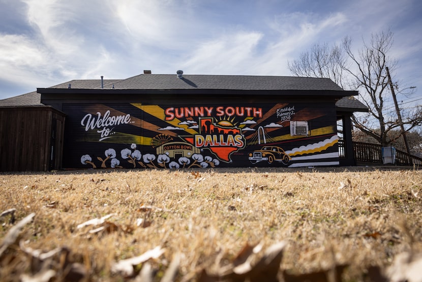 The finished mural on a building in South Dallas by artist Theo Ponchaveli with the help of...
