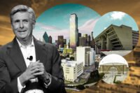 Mavericks CEO Rick Welts with the Dallas City Hall building and the American Airlines Center in Dallas
