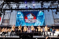 Pro Football Hall of Fame inductees, including Drew Pearson of the Dallas Cowboys (second...