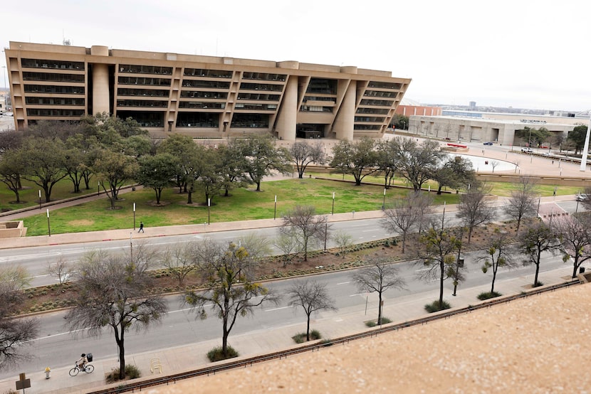 Dallas City Hall is seen from the side of Young Street, on Friday, Feb. 20, 2026, in Dallas. 