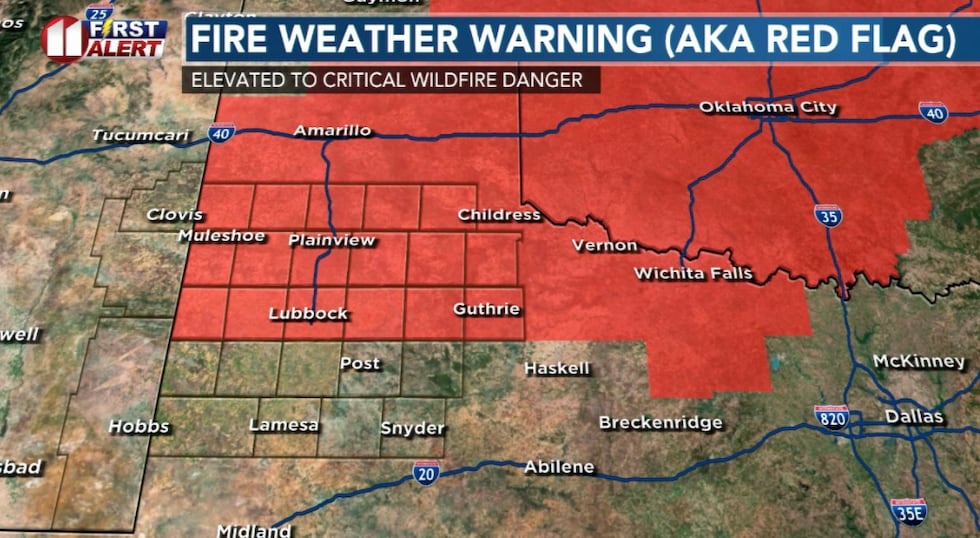 A Fire Weather (aka Red Flag) Warning will be in effect Thursday critical grassland fire...