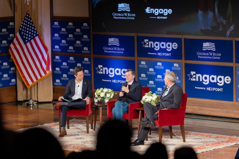 Shilo Brooks, president and CEO of the George W. Bush Presidential Center, moderates a...