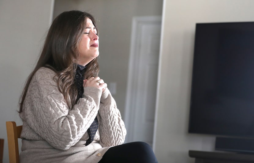 Heather Alambarrio gets emotional during an interview at her home in McKinney on Wednesday,...