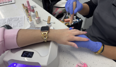 A TCU student gets her nails done at Onyx Nail Bar.