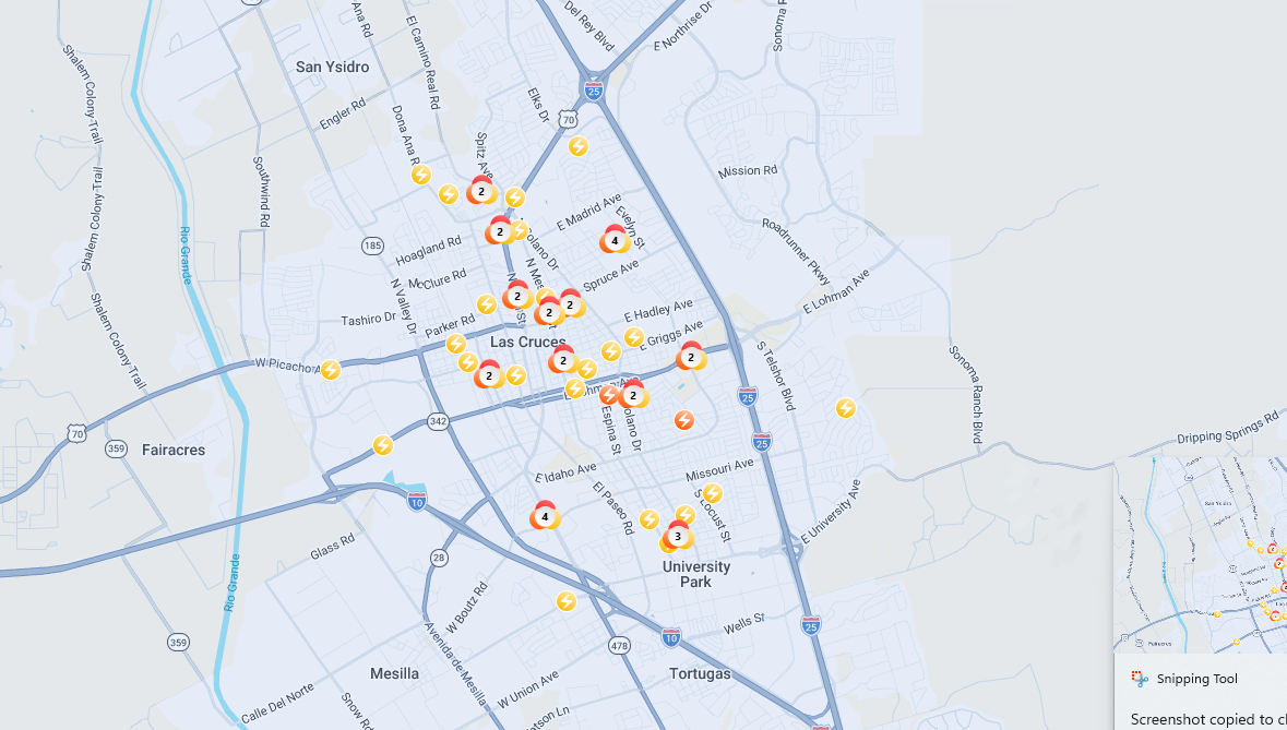 Power outage reported in Las Cruces, over a thousand without power