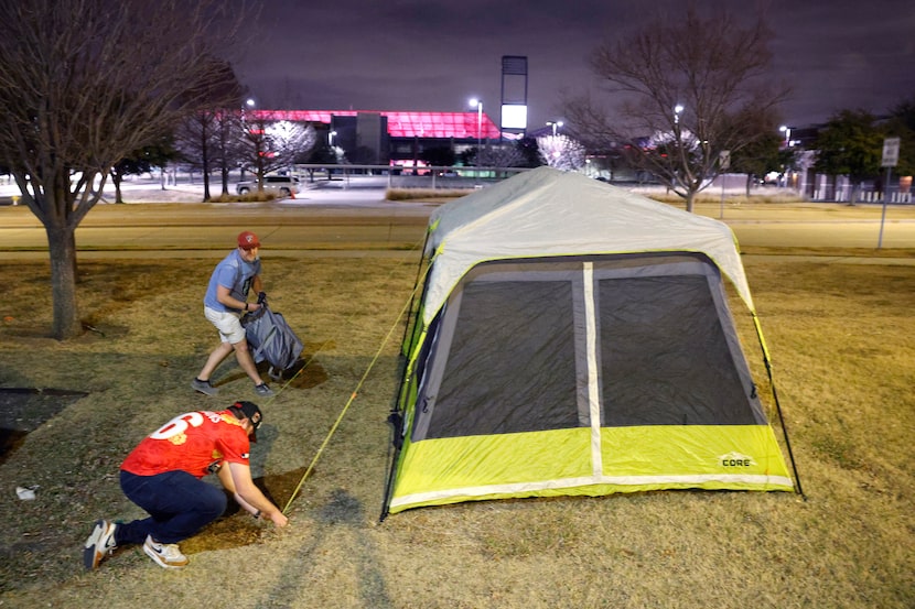 FC Dallas soccer supporters Charlie Ostrovsch of Carrolton (top) and Stephan Hunter of Fort...