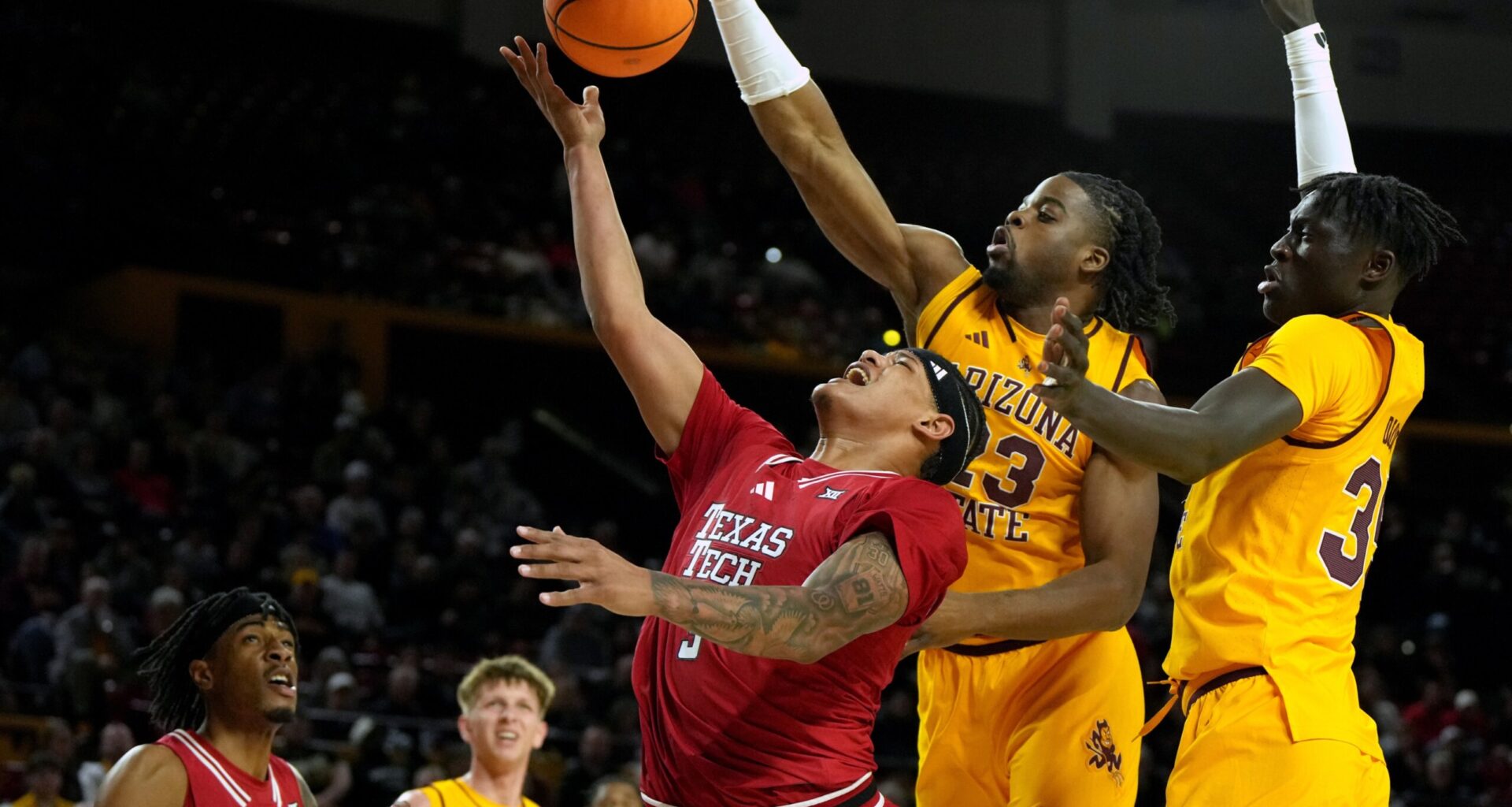 Arizona State upsets No. 13 Texas Tech 72-67 as Red Raiders lose star forward JT Toppin to injury