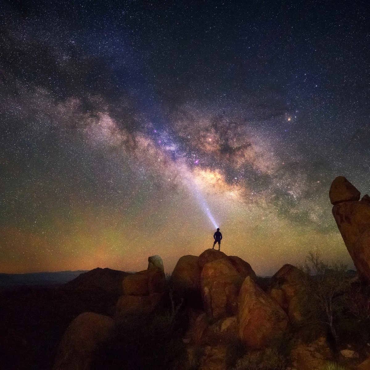 Tourist observing Milky Way at Big Bend