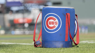 Aug 27, 2025; San Francisco, California, USA; General view of the Chicago Cubs baseball bag before the start of the first inning against the San Francisco Giants at Oracle Park.