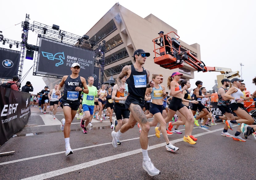 City Hall Plaza serves as the starting line for the BMW Dallas Marathon, seen here on Dec....