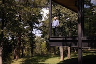 Sculptor George Tobolowsky at his "Recycled Glass House."