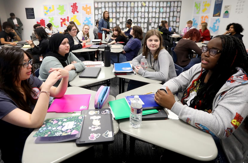 Juniors, from left, Brianna Allred, Nadia Elsayed, Riley Angell and Omolade Ayedun have a...