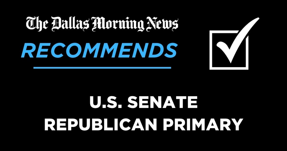 We recommend for U.S. Senate, Republican primary