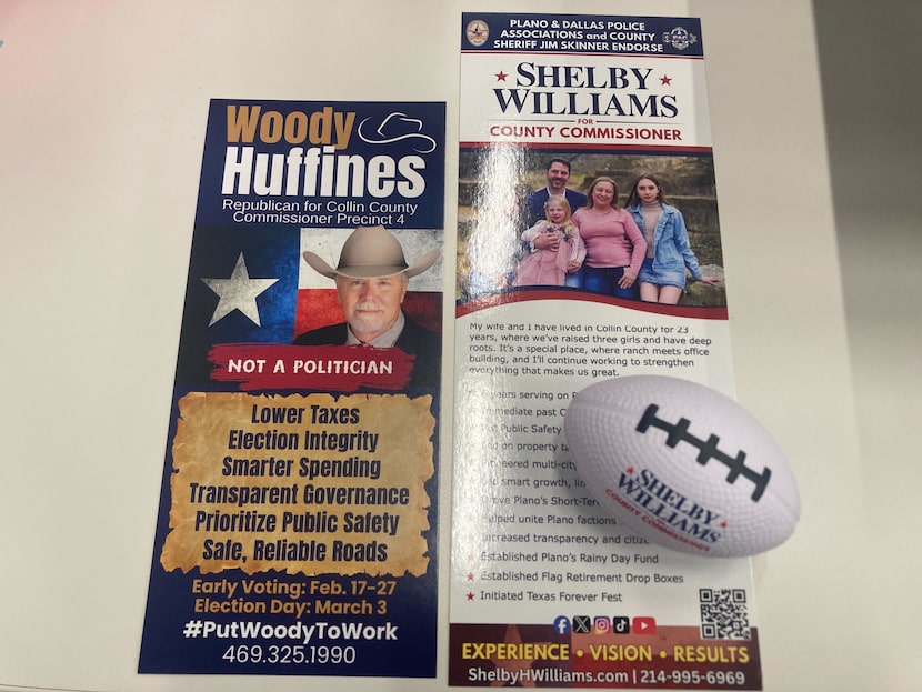 Campaign literature and merchandise from Woody Huffines and Shelby Williams, candidates...
