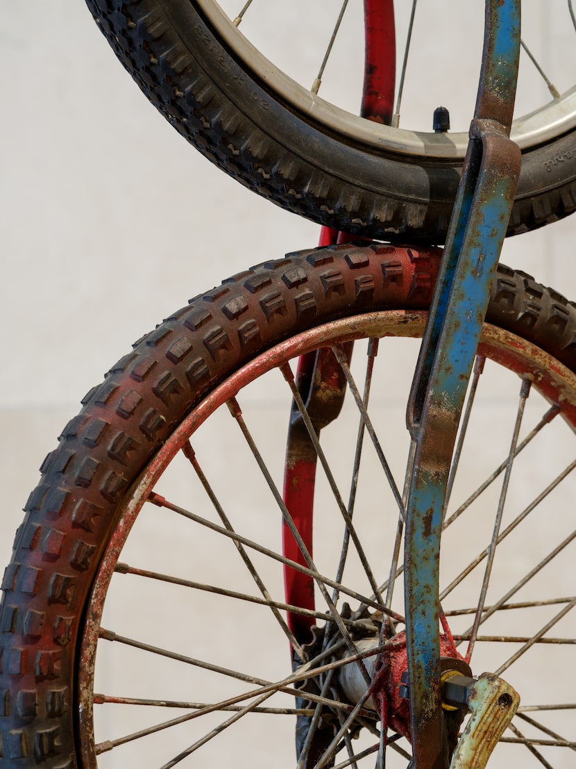 Installation view of Robert Rauschenberg, "Untitled (Late Kabal American Zephyr)" (detail),...