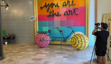 Concha-themed bike installation opens outside River Walk’s Alamo Biscuit restaurant