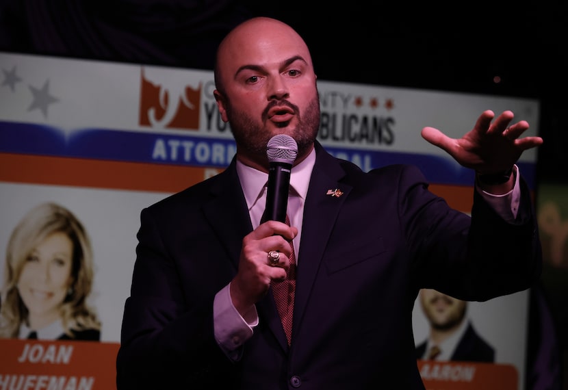 Aaron Reitz shares his views for the future of Texas during a debate as Republican...