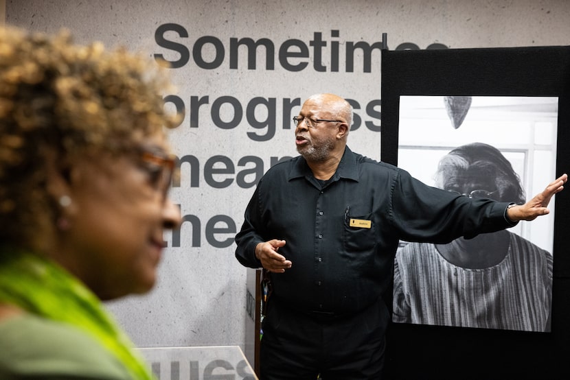 Linda Lydia, youth adviser for the Juanita Craft Youth Council, listens to a presentation on...
