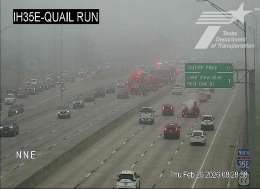 An accident on I-35 in Corinth, Texas, on February 26, 2026.