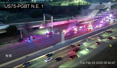 Fiery rollover crash shuts down U.S. 75 in Plano, heading toward Dallas, police say