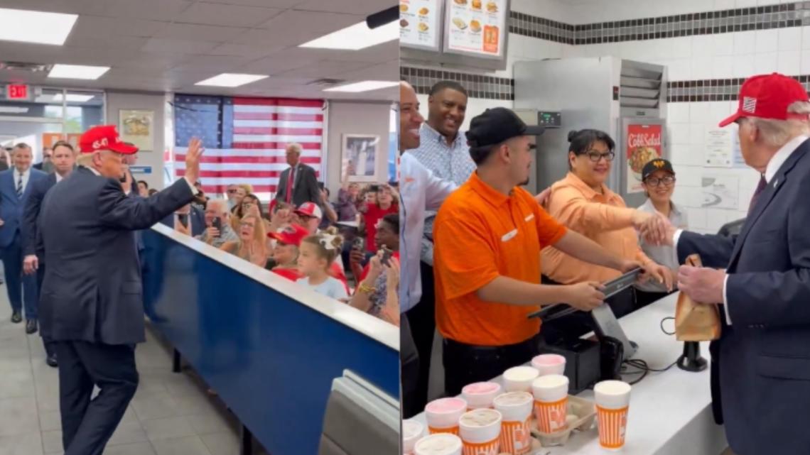 'Hamburgers for all' | Trump makes Whataburger stop in Corpus Christi