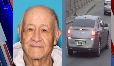Rafael Acosta, 80, shown at left, is the subject of a local Silver Alert issued by El Paso police. At right is the gray 2014 Chrysler 300 he is believed to be driving.