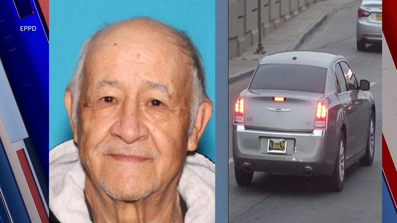 Rafael Acosta, 80, shown at left, is the subject of a local Silver Alert issued by El Paso police. At right is the gray 2014 Chrysler 300 he is believed to be driving.