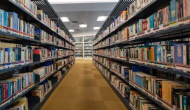 library books on shelves