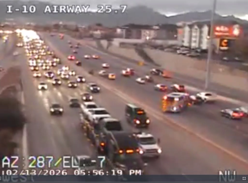 Crash at I-10 West at Airway, left 2 lanes closed