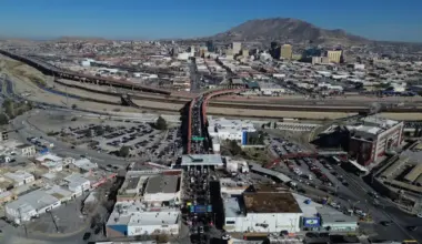 Cars cross the "Paso del Norte" International Bridge at the U.S.-Mexico border between Ciudad Juarez, Mexico, bottom, and El Paso, Texas, top, Wednesday Feb. 11, 2026.