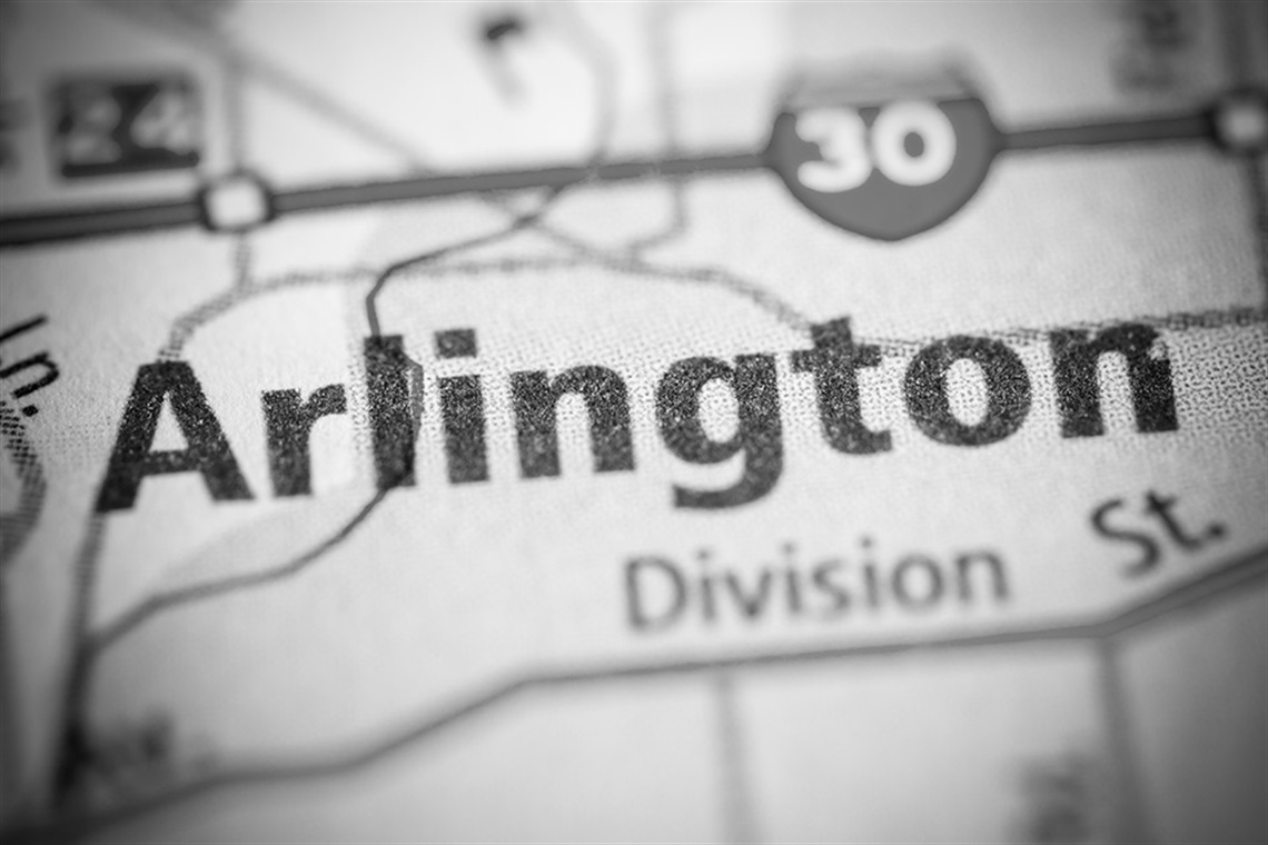 Arlington on a map