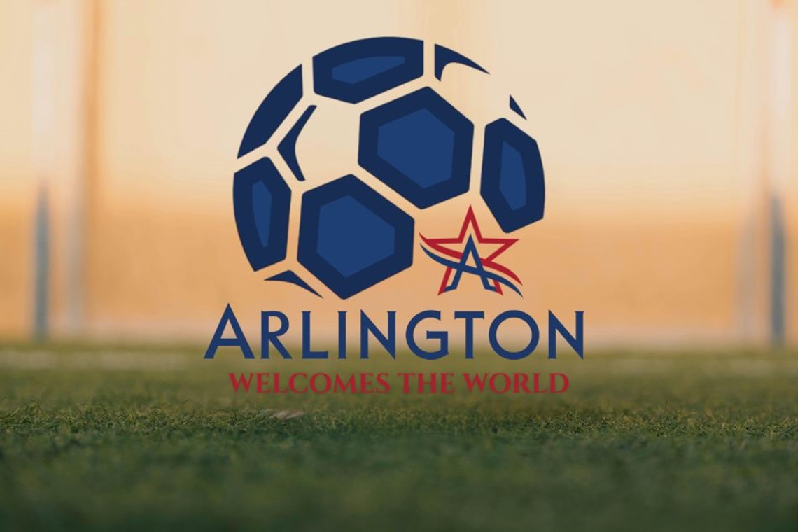 Articles Arlington Welcomes with Arlington logo and a field in the background