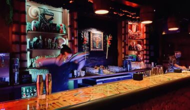 The interior of Swizzle was moody and dark.