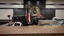 Justice of the Peace James DePiazza in his Denton County courtroom.