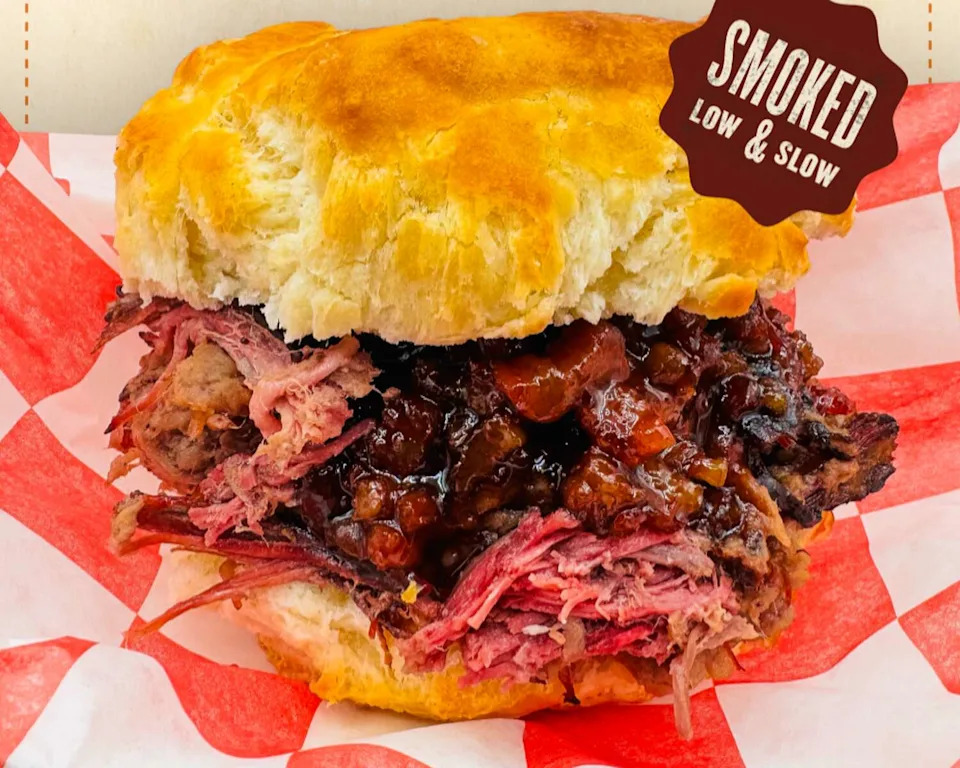 Bacon jam brisket biscuit from Rousso's Fat Bacon. (Houston Livestock Show and Rodeo)