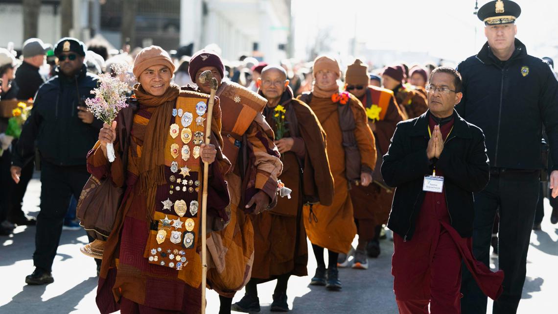 After walking 2,300 miles for peace, a group of Buddhist monks will celebrate the journey in Fort Worth