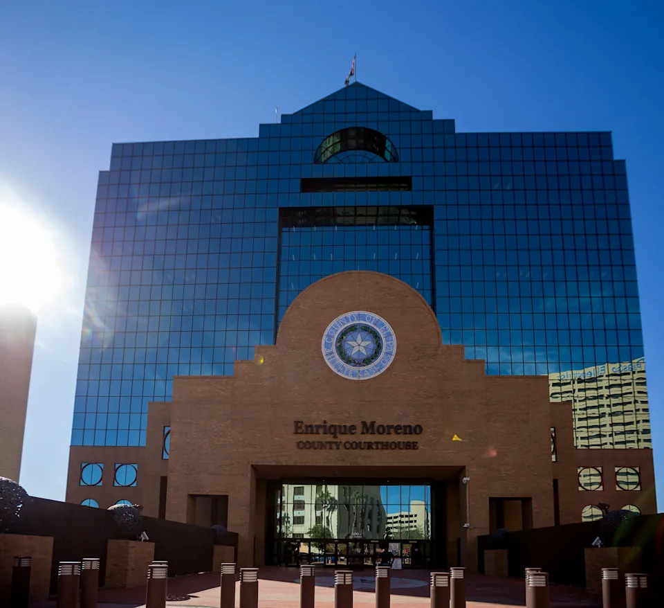 The Enrique Moreno County Courthouse at 500 E. San Antonio Ave. in downtown El Paso, Texas.