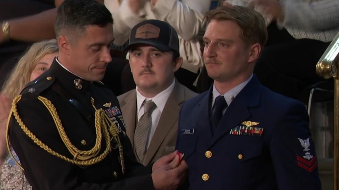 President Trump awards Coast Guard hero the Legion of Merit at State of the Union