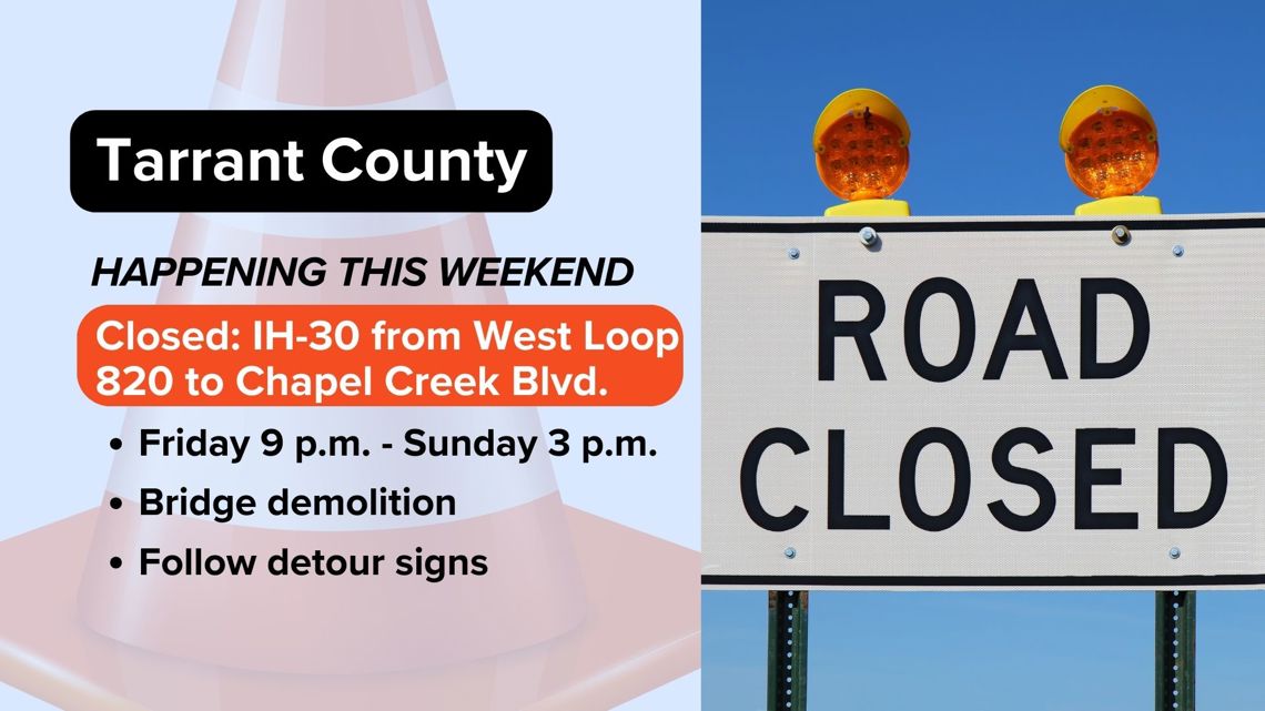 Both directions of I-30 closing this weekend in west Fort Worth