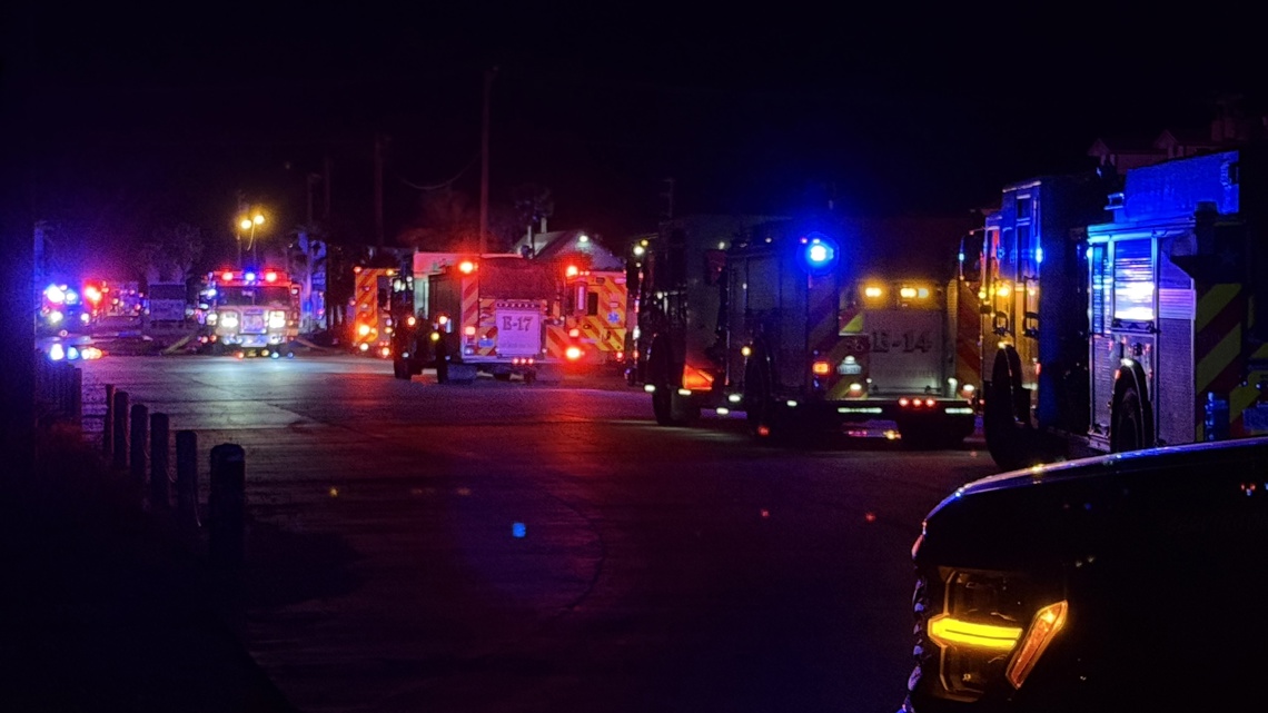 Fire reported near JFK causeway on Padre Island, heavy emergency response underway