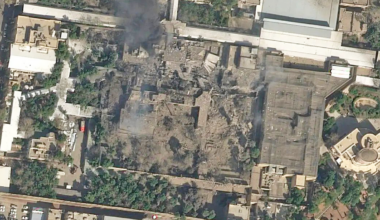 Satellite image posted to social media purporting to show the remnants of Ayatollah Ali Khamenei’s home in Tehran.