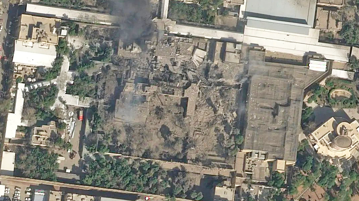 Satellite image posted to social media purporting to show the remnants of Ayatollah Ali Khamenei’s home in Tehran.