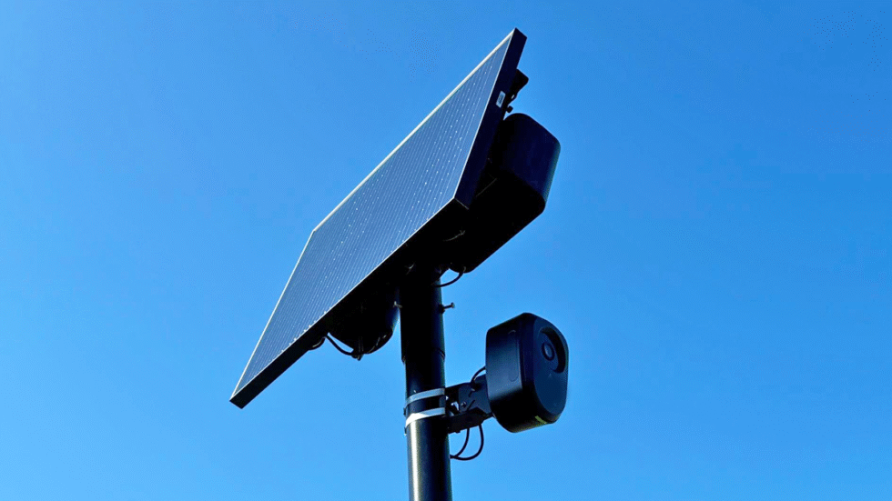 A picture of a license plate reader camera.