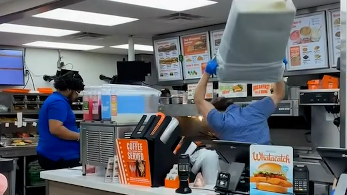 Texas Whataburger manager beat suspect with trash can after alleged assault, video shows