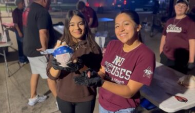 Before most people wake up, these students are already cooking Texas barbecue all day