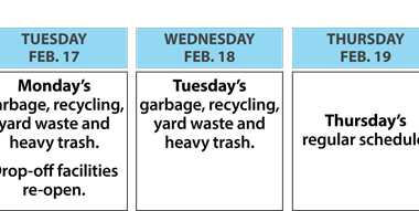 Image of Monday and Tuesday service move to Tuesday and Wednesday
