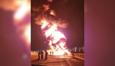 Gulf Freeway traffic: Fuel truck fire shuts down I-45 southbound lanes