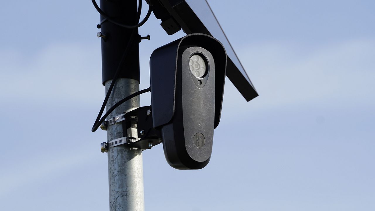A Flock license plate reader camera. (Spectrum News 1/Mason Brighton)